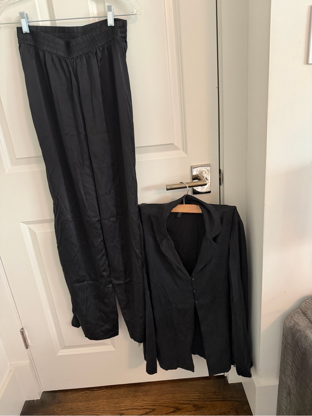 Skims Black Silk Sleep Set
